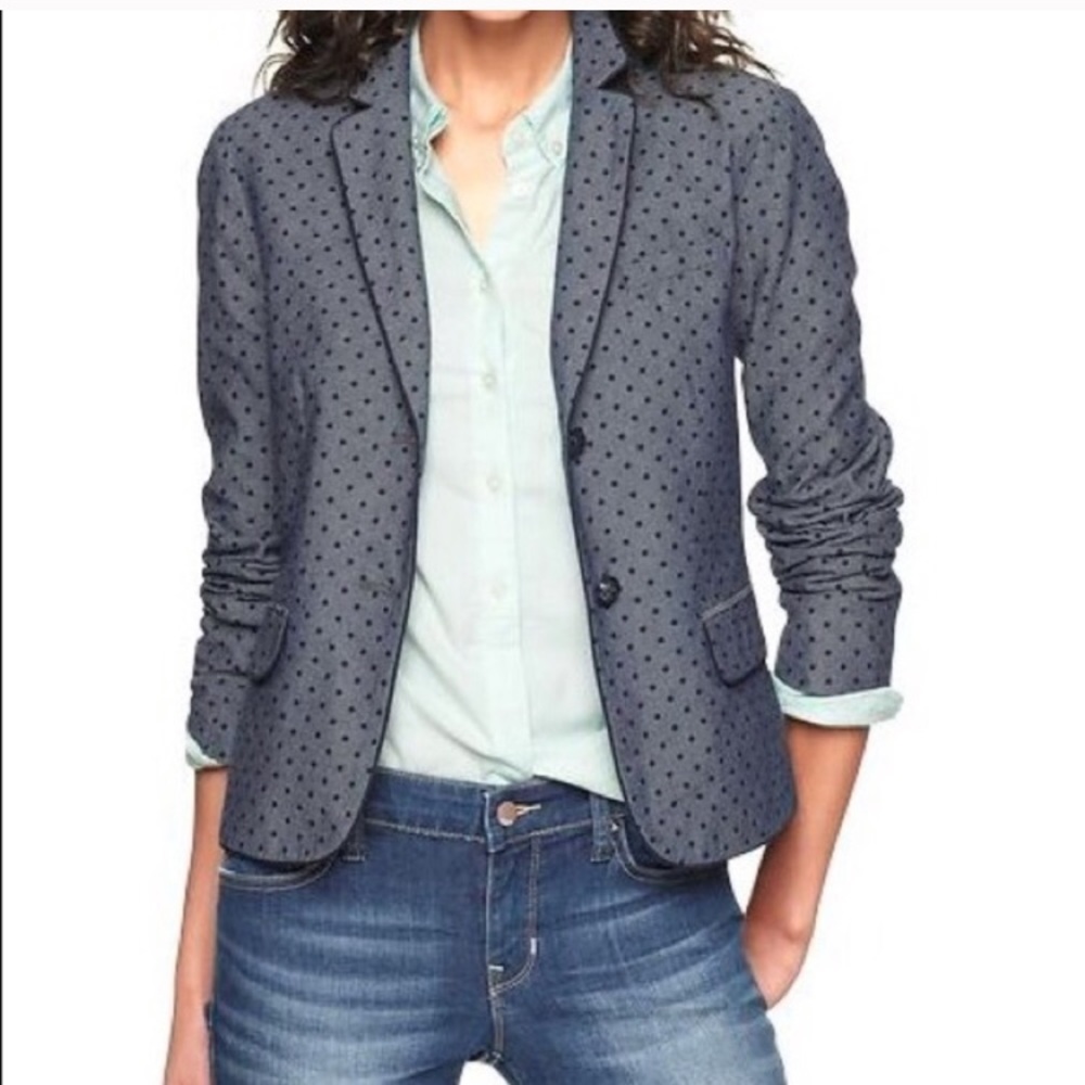 The Academy Blazer, Chambray with Polka Dots, 4